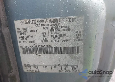 2002 Ford F-250 Lariat/Xl/Xlt from USA, damaged, VIN 1FDNX21L22EA36876